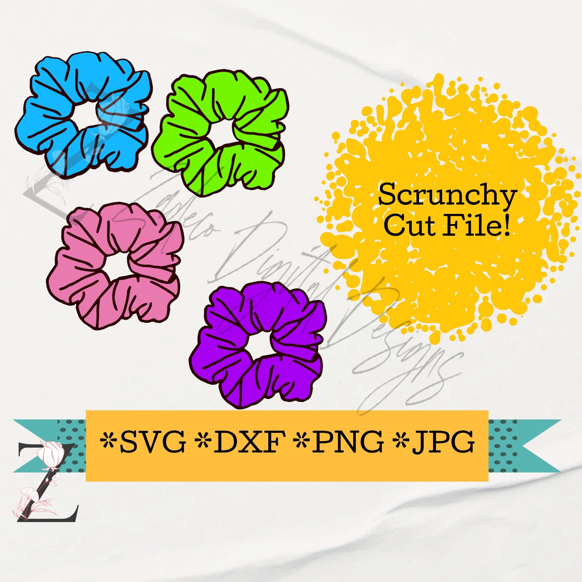 Scrunchy Hair Scrunchie SVG Cut File Digital Download | Etsy
