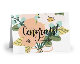 Congratulations Card - pink flower bouquet card