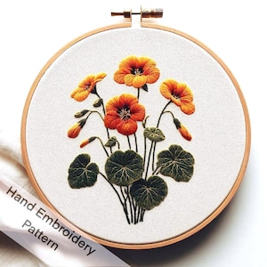 Patrón de bordado de flores DIY, descarga digital en PDF, regalo para artesanos, decoración floral para el hogar, diseño floral para amantes del bordado, regalo de inauguración de la casa