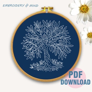 Olive Tree Hand Embroidery Pattern - Instant Download, Perfect for Hoop ...
