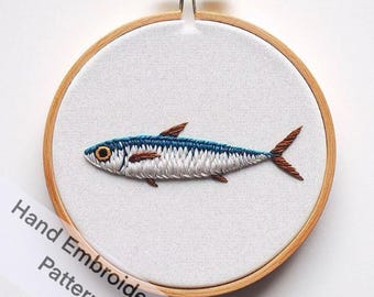 Ocean Fish Hand Embroidery Pattern - Digital Download for DIY Project, PDF Sea Life Designs, 6 Sizes Available Creative Craft Gift