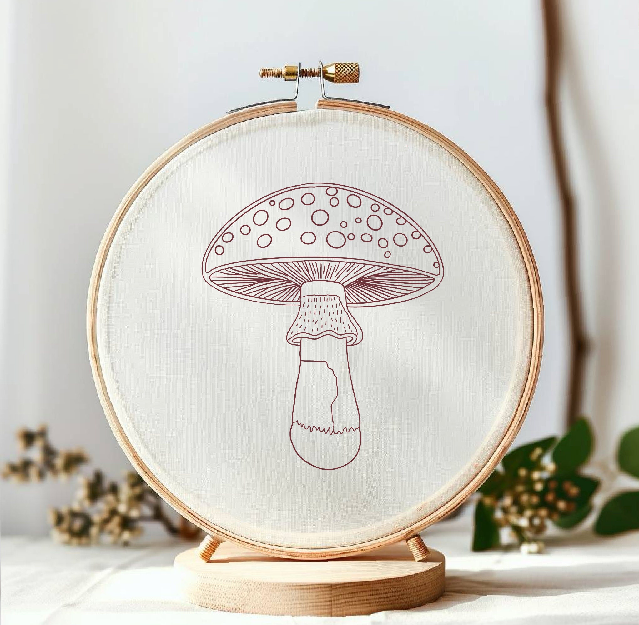 Printable Magic Mushroom Hand Embroidery PDF