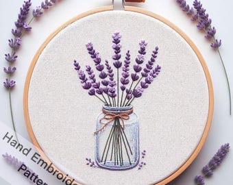 Lavender Hand Embroidery Patterns Instant Download, Easy Print at Home, Needlework, embroidery designs trendy, embroidery template, DIY Gift