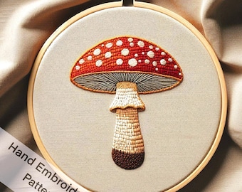 Printable Magic Mushroom Hand Embroidery PDF Files Easy Download Print at Home with 6 Different Size, DIY Gift Project Wall Hanging Hoop Art