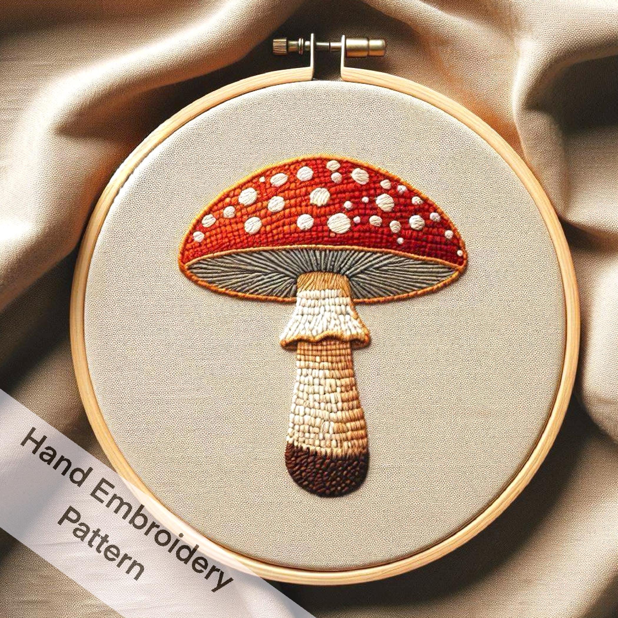 Printable Magic Mushroom Hand Embroidery PDF