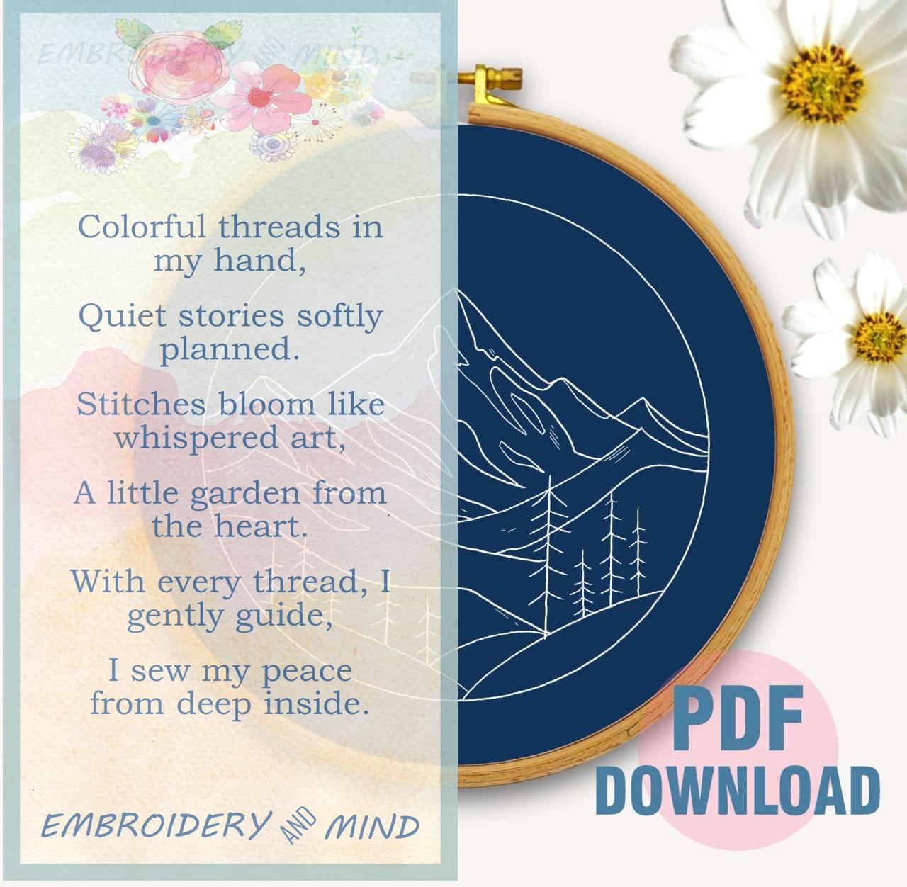 PDF Pattern for a Mountain Landscape With Snow, Pine Trees, Hand ...