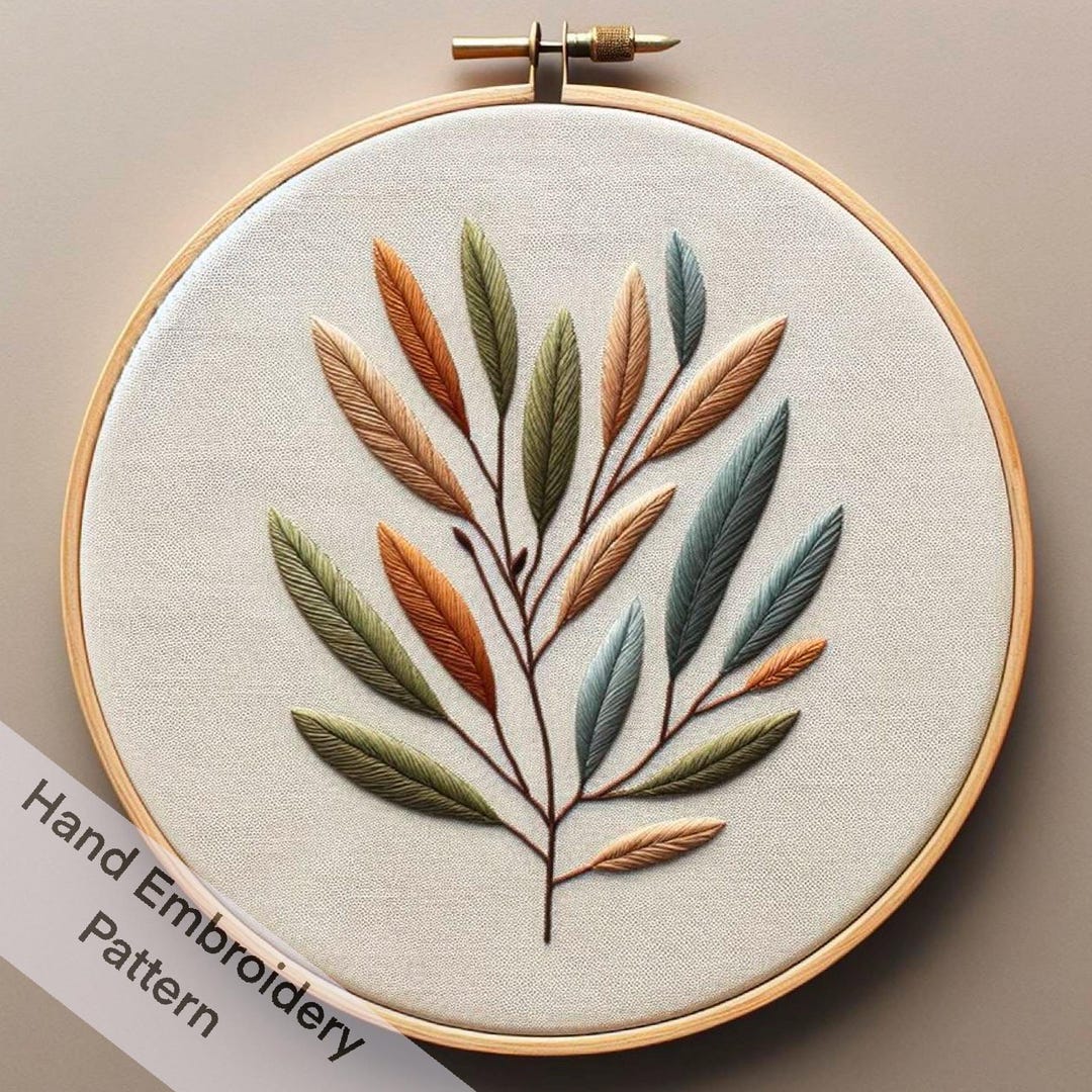 Olive Leaves Hand Embroidery Pattern Digital Download PDF Files ...
