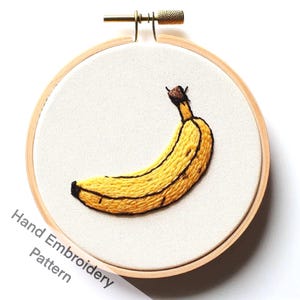 Cheeky Banana Hand Embroidery Pattern - DIY Funny Cheeky Banana Trendy Tropical Fruit PDF Instant Download PDF, Vacation Embroidery Lovers