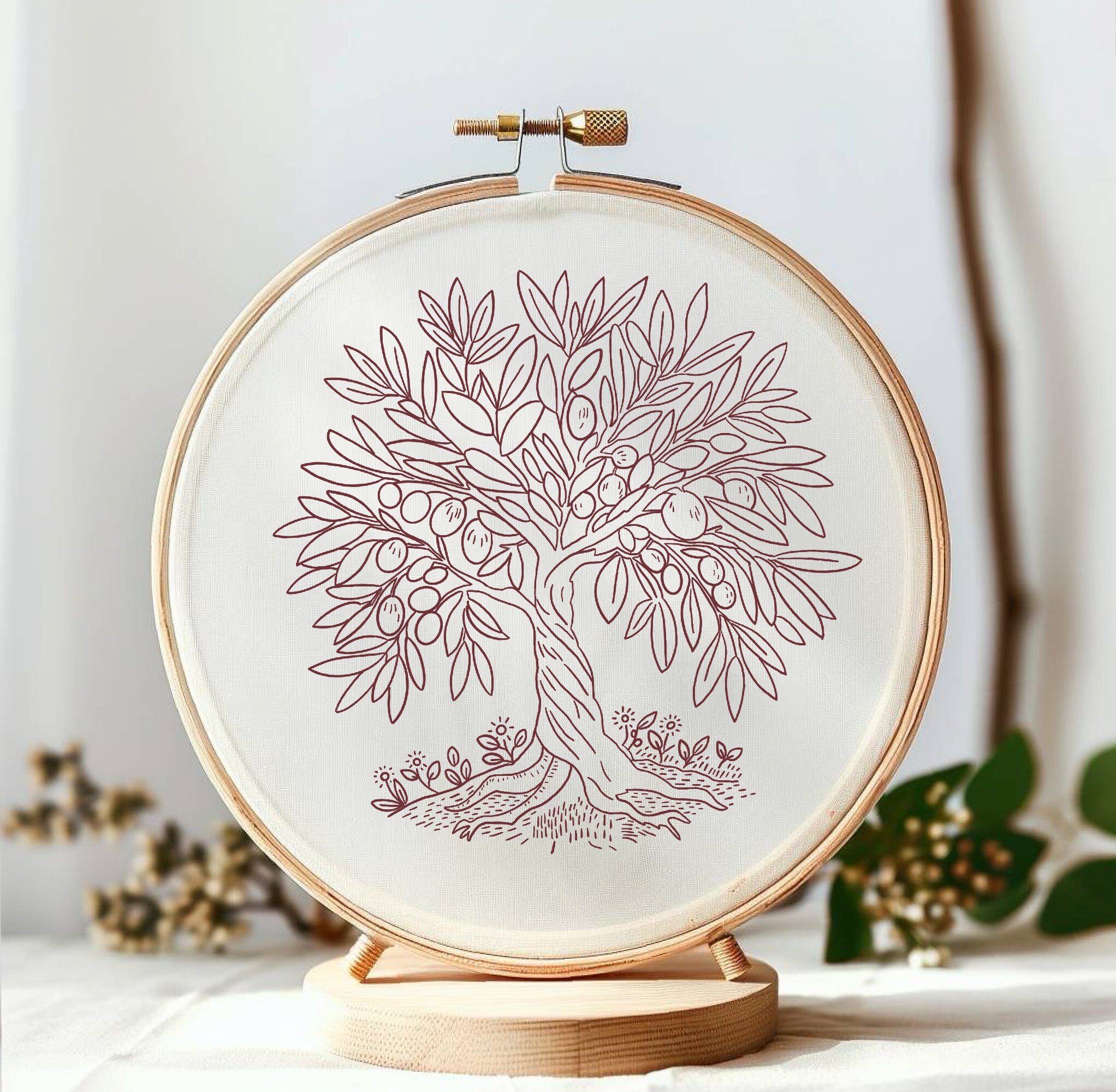 Olive Tree Hand Embroidery Pattern - Instant Download, Perfect for Hoop ...