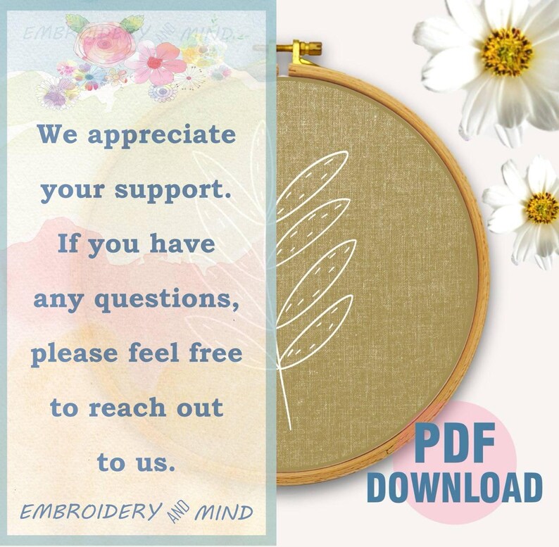 Printable Colorful Leaf Hand Embroidery Pattern PDF Files Digital ...