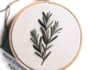Printable Rosemary Hand Embroidery Pattern Digital Download, Handcraft Herb Garden Design Embroidery File, Hand stitching Hoop Art