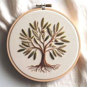 Olive Tree Hand Embroidery Designs Pattern, Easy download and print Digital Download, For embroidery lovers, Print At Home, DIY Gift