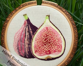 Printable Fresh Fig Hand Embroidery Pattern Digital Download PDF Files DIY HandCraft Project Gift Idea Wall Art Hanging Home Decor Hand Made