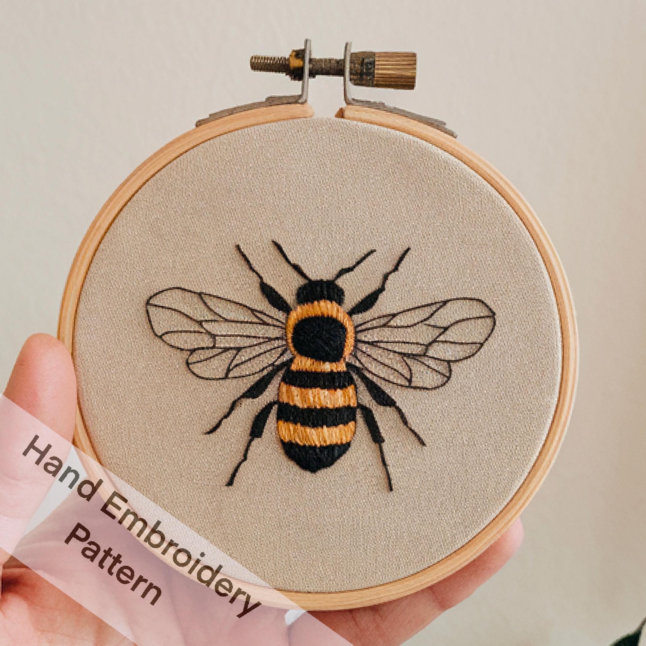 Simple Bee Hand Embroidery Pattern PDF Files Digital Download Beginner ...
