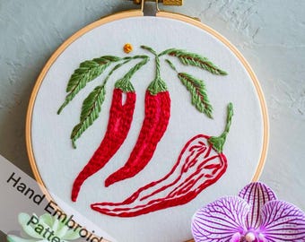 Red Chili Pepper Hand Embroidery Pattern (Digital Download)