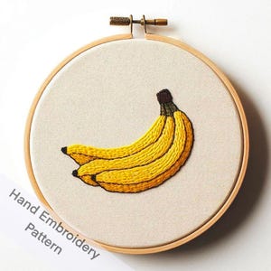 Printable Banana Embroidery Design, Fun DIY Project for Tropical Fruit Lovers, Digital Download, Vacation Project, Easy to Stitch