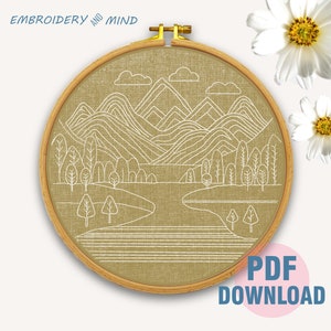 Landscape Hand Embroidery PDF Pattern Digital Instant Download ...
