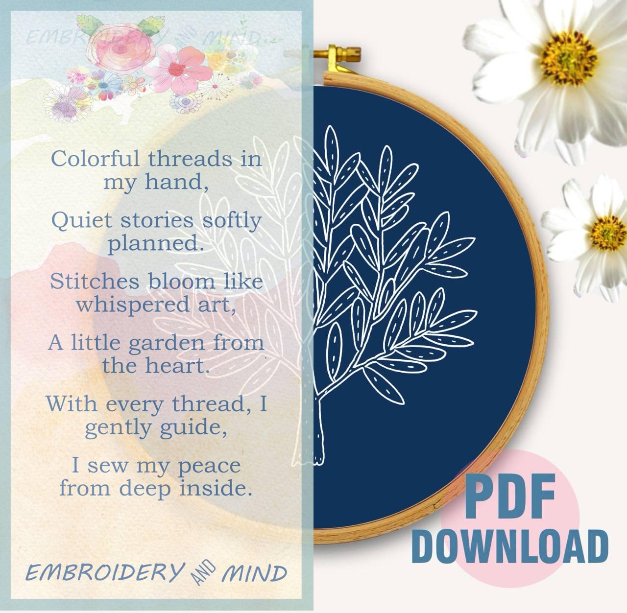 Green Olive Tree Hand Embroidery Pattern, DIY Wall Hanging (PDF Pattern ...