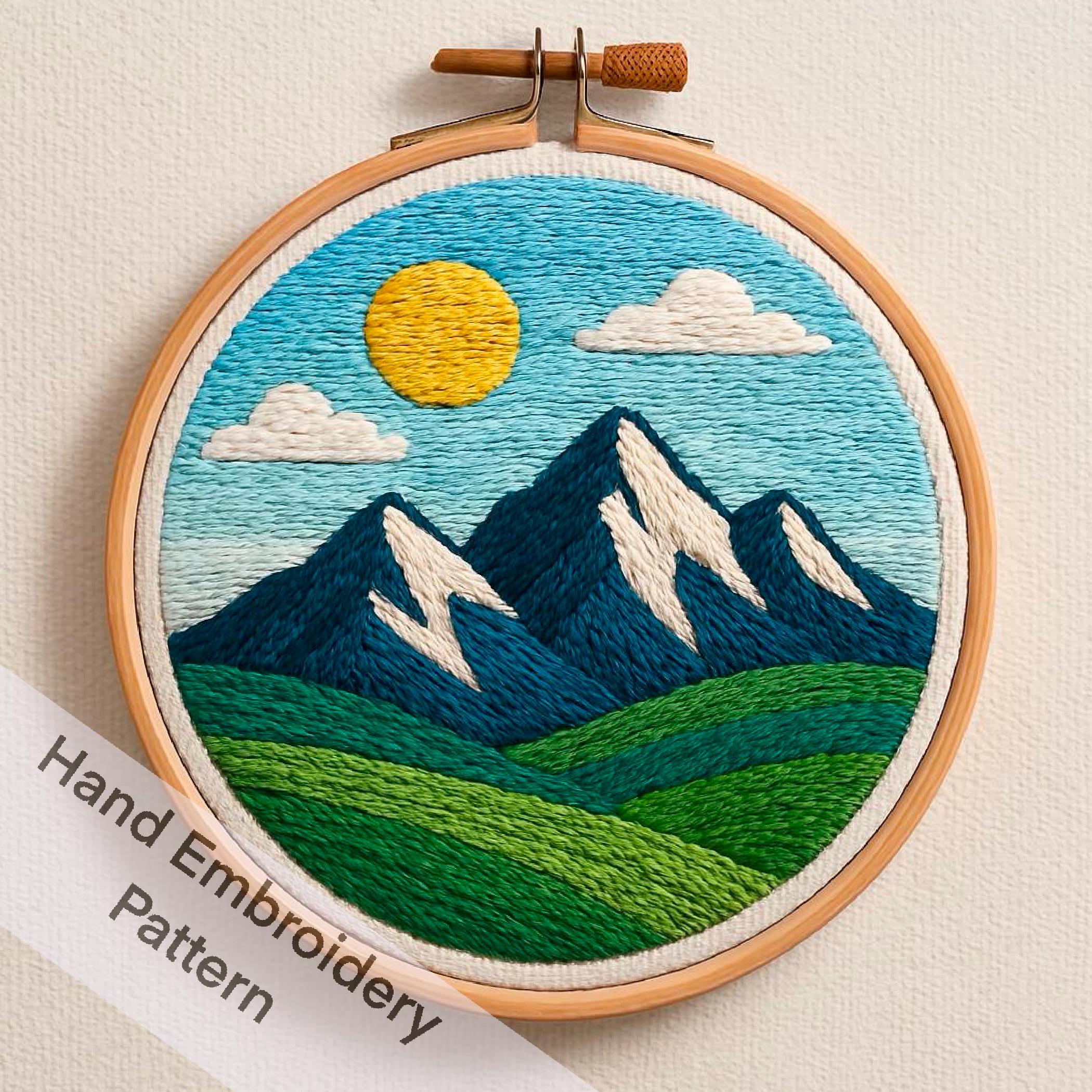 雪山の刺繍パターン：風景画 DIY（PDF デジタルダウンロード） - Etsy 日本