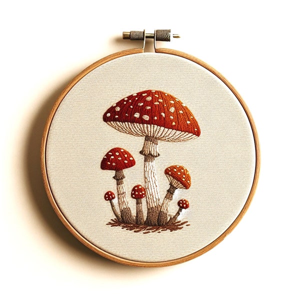 Toadstool Mushroom Hand Embroidery Patterns Design Instant Download PDF File, DIY Hand Embroidery, Housewarming Gift, Enjoy Creative Project