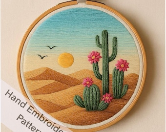 Desert Cactus Hand Embroidery Pattern, Boho Home Decor (PDF)