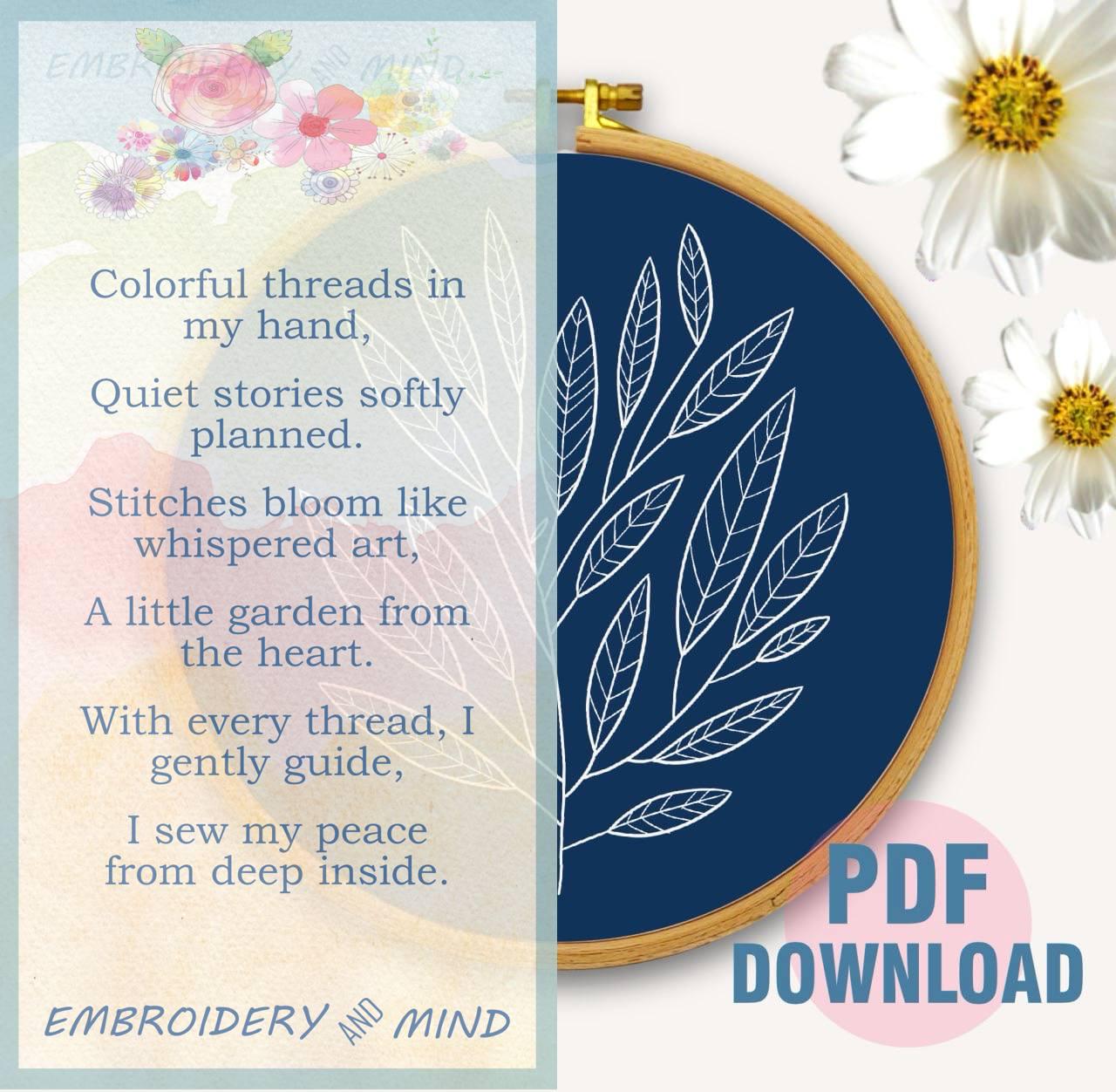 Olive Leaves Hand Embroidery Pattern Digital Download PDF Files ...