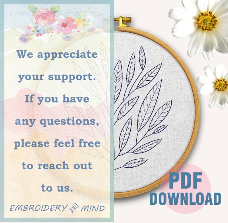 Olive Leaves Hand Embroidery Pattern Digital Download PDF Files ...