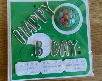 Carte anniversaire avec smarties ~ Carte originale pour anniversaire ~ Cartes filles ou garçons ~ Une carte pleine de friandises