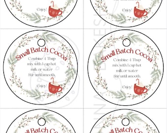 PDF / Chocolate caliente en lotes pequeños / Chocolate caliente casero / Frasco de mezcla preparada / Etiquetas de regalo