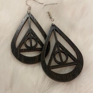 Hallows inspired wood earrings