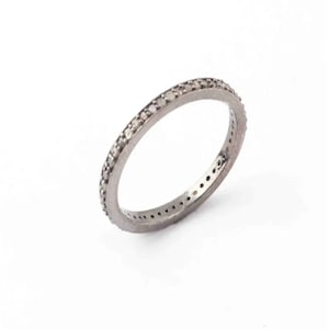 1 Pc Pave Diamond Round Band Ring- 925 Sterling Silver, Oxidized Ring- Antique Jewelry, Women Ring you choose