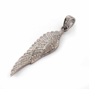 Pave Diamond feather Charm, 925 Sterling Silver,Diamond Charm Pendant, Pave Diamond , Charm Necklace, Star Charm Bracelet Jewelry,