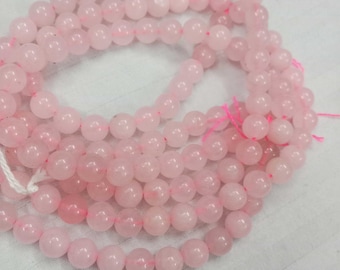 Natural Rose Quartz Round Smooth Gemstone Beads Strand, Genuine Soft Pink Loose Crystals for DIY Jewelry Making, Bracelet Healing Supplies