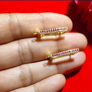 Connettore a barra rosso rubino, maglia in argento sterling 925 placcato oro, ciondolo a tubo rettangolare delicato, forniture per la creazione di gioielli all'ingrosso