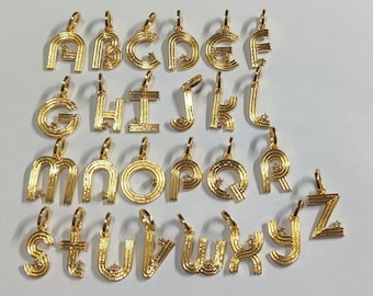 Diamond latter 925 sterling Vermeil alphabet Pendant, A to Z&quot; Letter Charm Pendant, Valentines Jewelry, Diamond Pendant ,Gift Idea for Her,