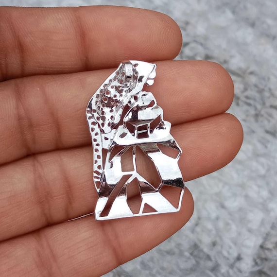 925 Sterling Silver Wild Snow Leopard Pendant Necklace, Gift for