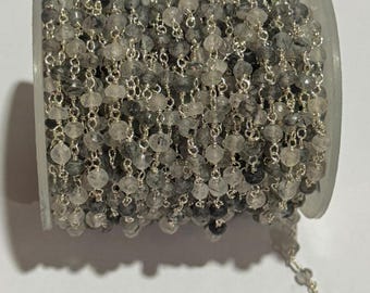 5 Feet Handmade Black Rutile Chain: 925 Sterling Gold Plated Jewelry (4mm-5mm)