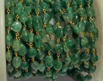 5 Feet Handmade green Quartz Chain: Gold Plated Jewelry