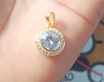 Elegant Round Cut CZ Diamond Halo Pendant in  Sterling Silver |Moissanite Style Charm Necklace for Women|Birthday & Anniversary Jewelry Gift