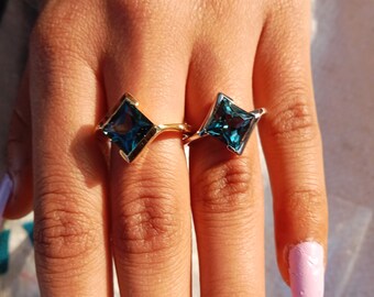 Anillo de plata de ley 925 con topacio natural: anillo de compromiso minimalista