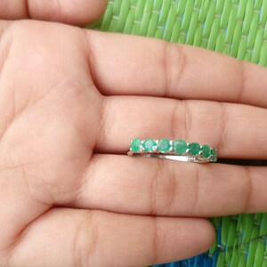 Dainty Emerald Ring, Minimalist Ring, Green Emerald Ring, Natural Emerald Ring, 925 Sterling Silver Ring, Thin Band Ring, Gift for Her,