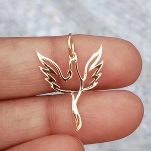 925 Silver Vermeil Phoenix Necklace, Fire Bird Necklace, Dainty Silver Phoenix Jewelry, Geometric Phoenix Pendant, Bird Silver Necklace