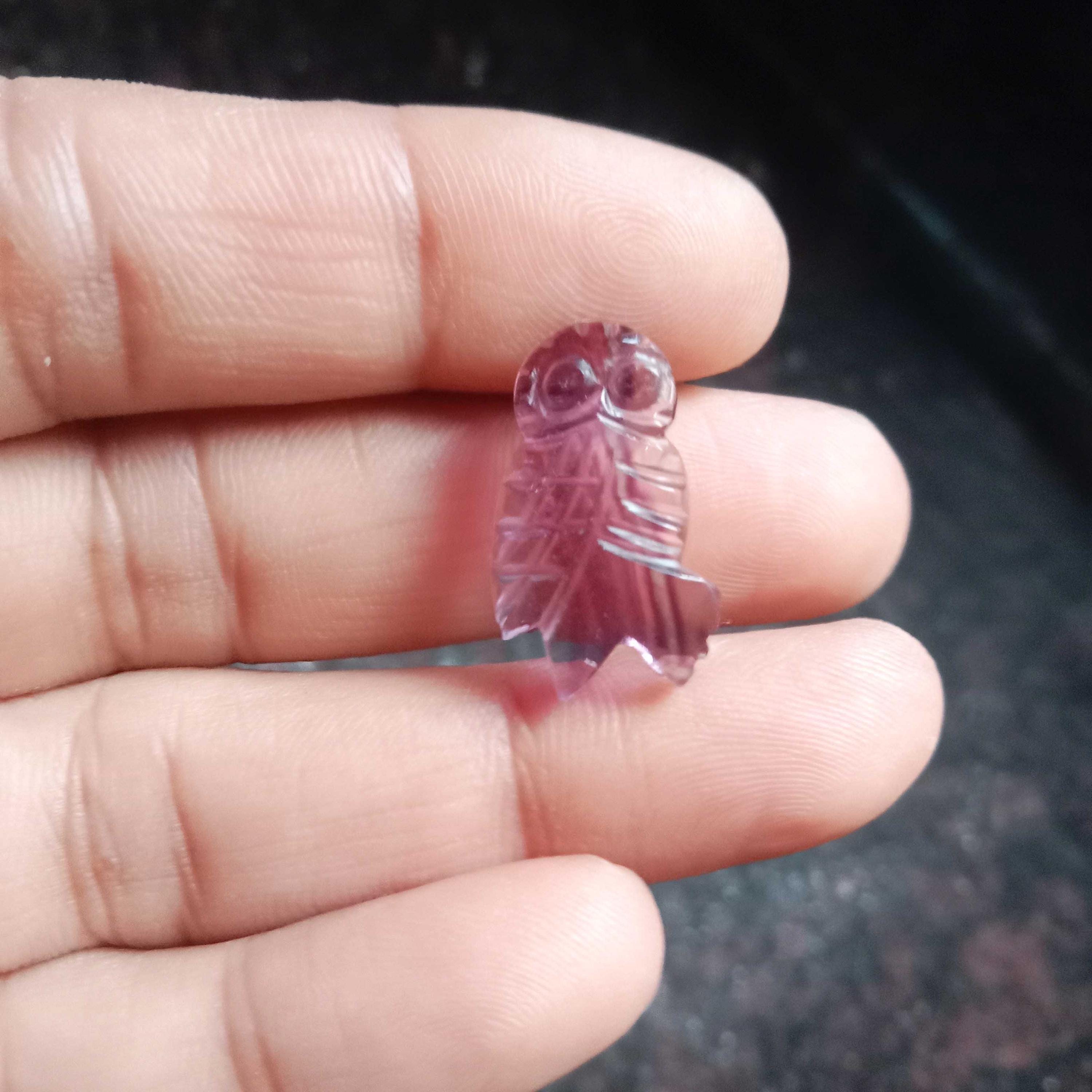 アメジストのフクロウ彫刻：宝石の動物の置物、20 mm - Etsy 日本
