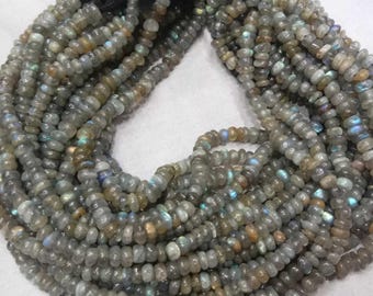 Natural Labradorite Rondelle Beads, Genuine Blue Flashy Labradorite Spacer Beads, AAA Grade Loose Gemstone for DIY Jewelry Making  8Inch 6MM