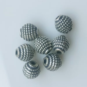 BULK 25 Pcs Copper Cube Beads, Round Brass Beads 8-9mm Bali Beads Silver Jewelry,Solid Copper Round Bali Beads Antique Silver Antique