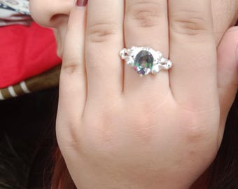 Garnet Heart Ring: 925 Sterling Silver Vintage Promise Ring