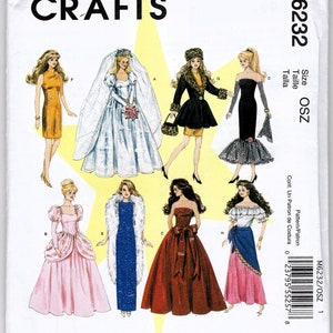 McCall's M6232 style Barbie Doll clothes patterns 11.5" doll Uncut 2010