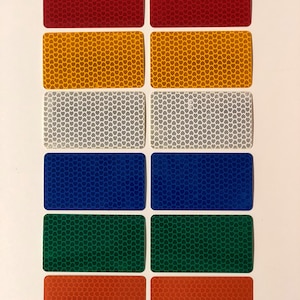2 inch by 3.5 inch Rounded Rectangle Prismatic Retro Reflective Decal High Intensity - Set of 15
