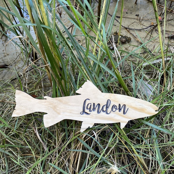 Personalized Wood and Resin Fish / Trout with Your Choice of Custom Color and Lettering