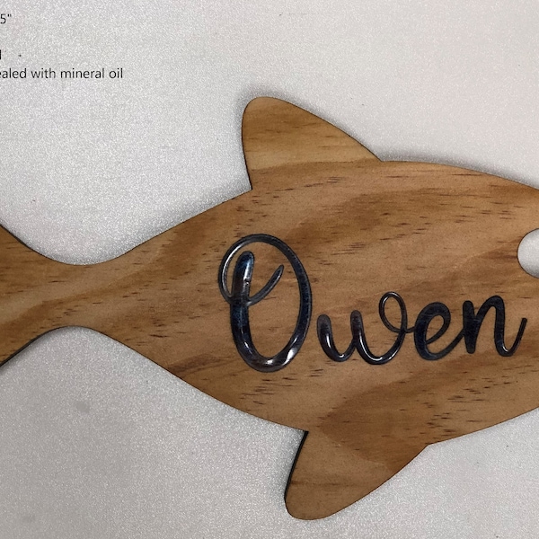 Personalized Wood and Resin Kids Fish with Your Choice of Customer Color and Lettering